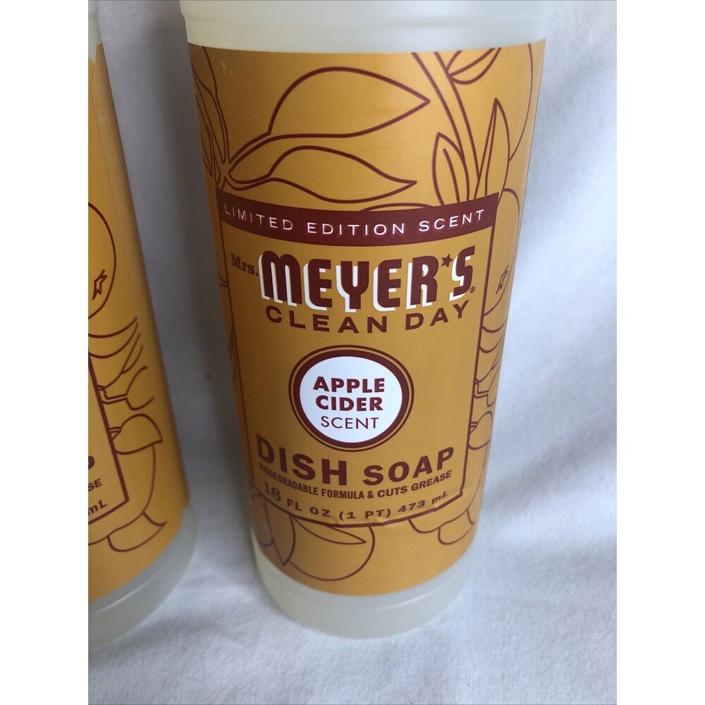 Mrs. Meyer's Apple Cider Dish Soap 16 fl oz Clean Day Limited Edition Lot of 2 - Picture 2 of 4